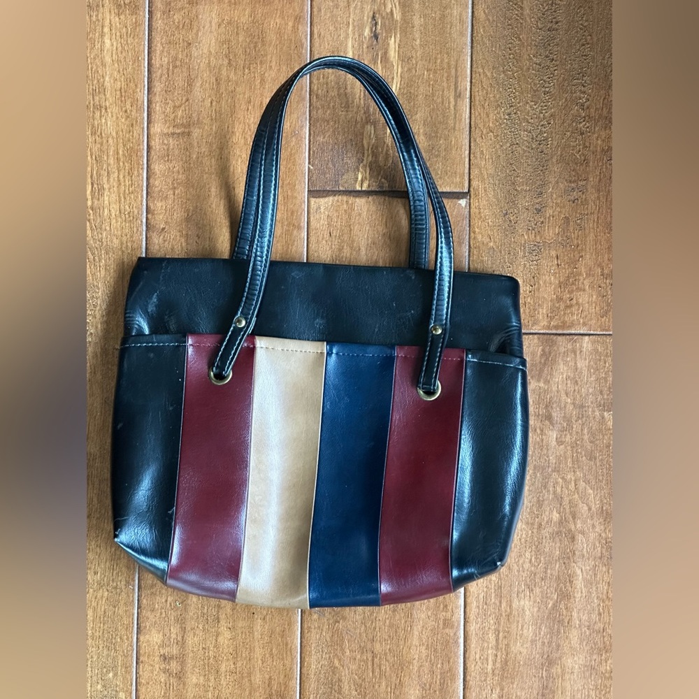 Vintage 1960s Vinyl Striped Purse